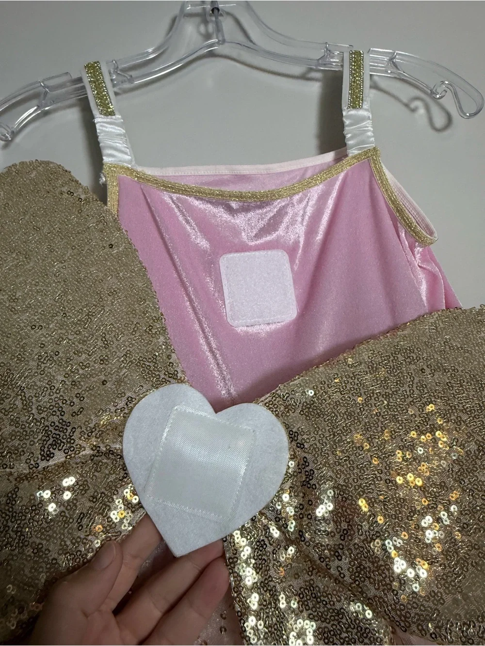 FAO Schwarz Girls Pink/Gold Sequined Tutu Fairy Princess Dress w/ Wings Size 7-8